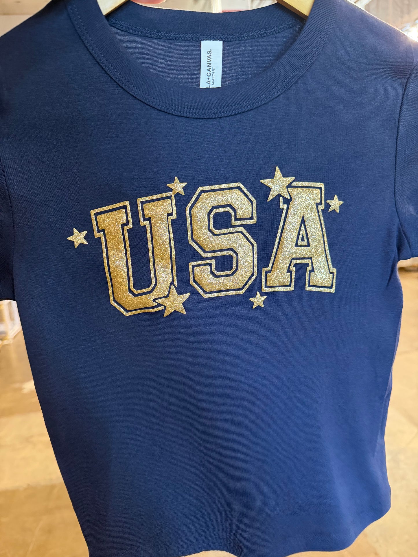 USA puff glitter baby tee