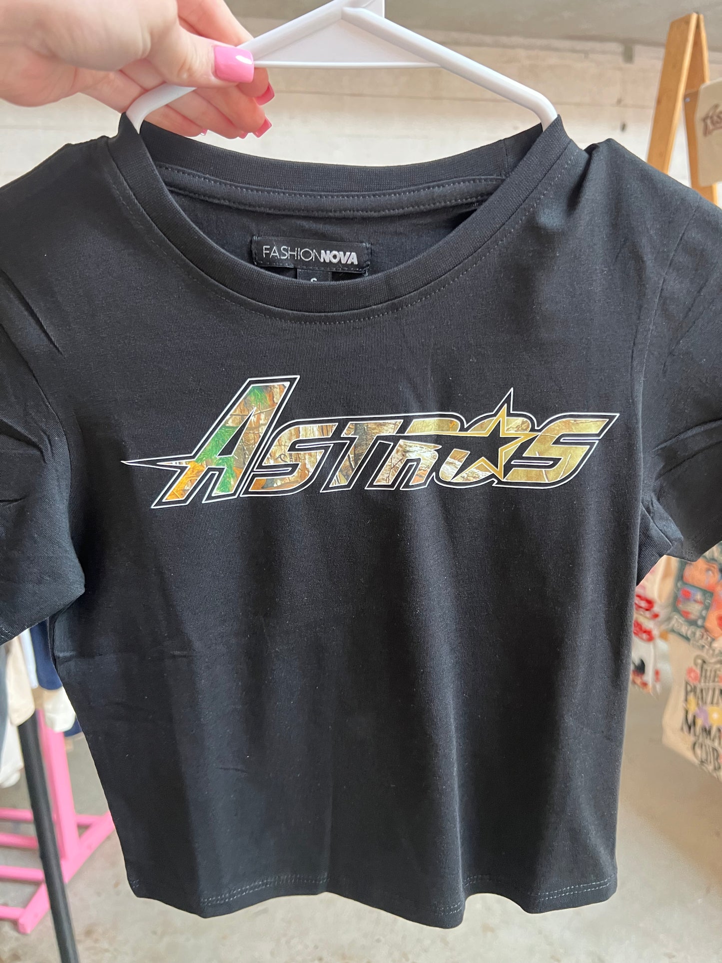 Black Astros crop top