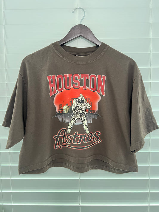 Brown Astros crop top