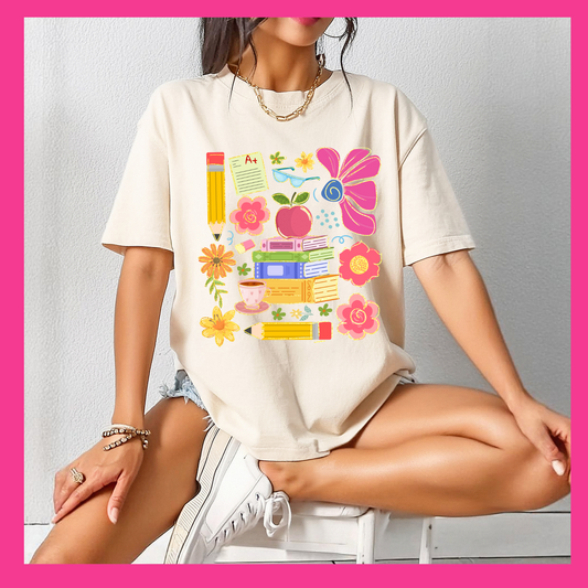 Floral Teacher T-shirt