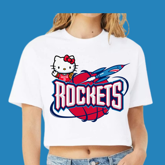 Old School Rockets Hello Kitty Tshirt  Crop Top