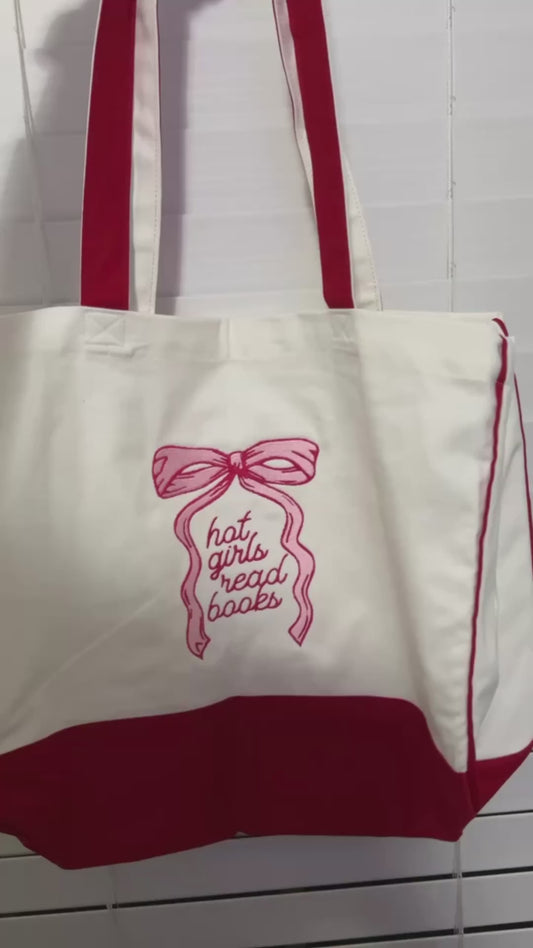 Hot girls read books tote bag